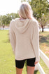 Apricot Waffle Knit Buttons Hooded Sweater With Pocket